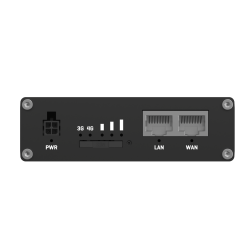 Ansicht der Vorder- und Rückseite mit SIM-Slot und Ethernet / WAN Ports