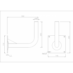 Technical drawing of the wall mount with dimensions of 30...