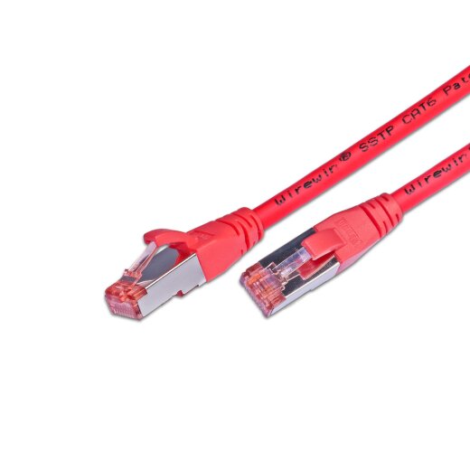 CAT.6 Netzwerkkabel | Patchkabel, STP, 2 x RJ45 / PIMF, Rot, 5m